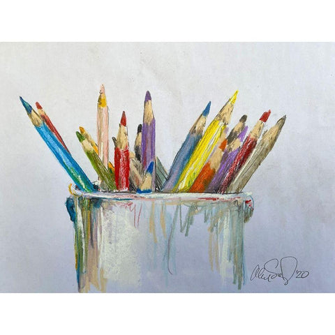 Pencil Jars Gold Ornate Wood Framed Art Print with Double Matting by Segal, Alan