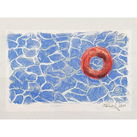 Red Raft #2 White Modern Wood Framed Art Print by Segal, Alan