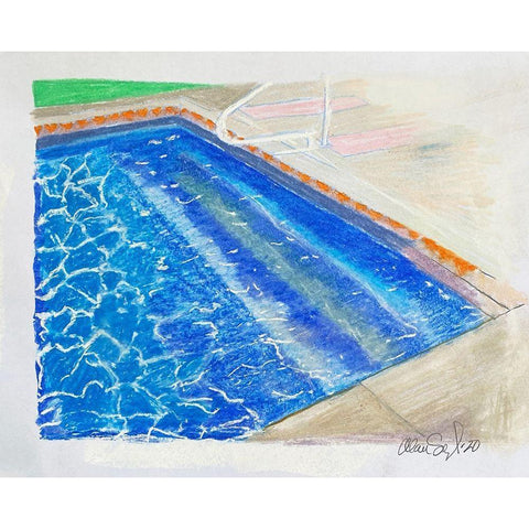 Shallow End Gold Ornate Wood Framed Art Print with Double Matting by Segal, Alan