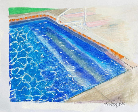 Shallow End White Modern Wood Framed Art Print with Double Matting by Segal, Alan