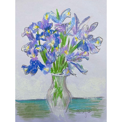 Purple Iris Gold Ornate Wood Framed Art Print with Double Matting by Segal, Alan