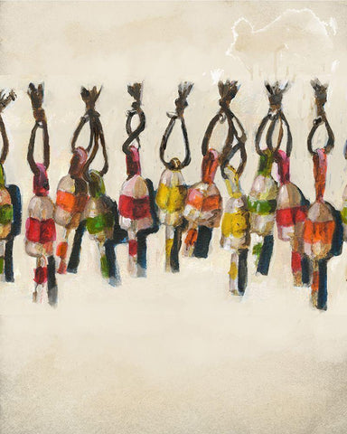 Bouys White Modern Wood Framed Art Print with Double Matting by Sokal, Patti