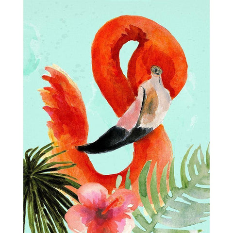 Flamingo Black Modern Wood Framed Art Print by Sokal, Patti