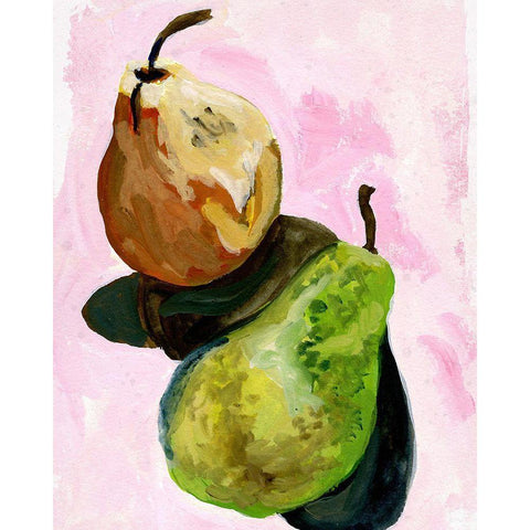 Pair Of Pears White Modern Wood Framed Art Print by Sokal, Patti