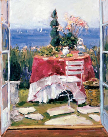 Bed And Breakfast 2 White Modern Wood Framed Art Print with Double Matting by Stevens, Allayn