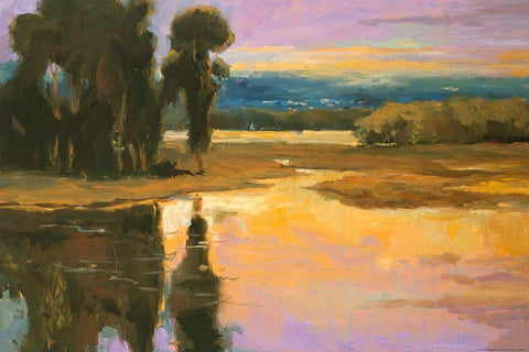 Peaceful 1 White Modern Wood Framed Art Print with Double Matting by Stevens, Allayn