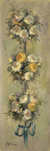 Topiary Bouquet 1 White Modern Wood Framed Art Print with Double Matting by Stevens, Allayn