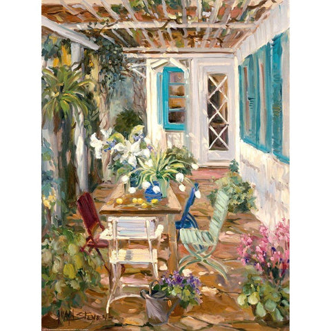 Summer Garden Gold Ornate Wood Framed Art Print with Double Matting by Stevens, Allayn