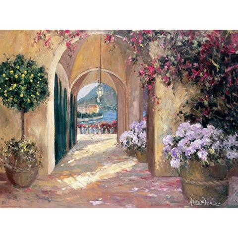 Seaside Portico White Modern Wood Framed Art Print by Stevens, Allayn