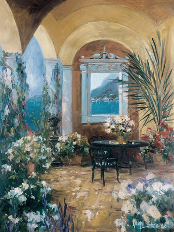 The Veranda 2 White Modern Wood Framed Art Print with Double Matting by Stevens, Allayn