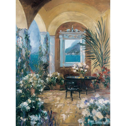 The Veranda 2 White Modern Wood Framed Art Print by Stevens, Allayn