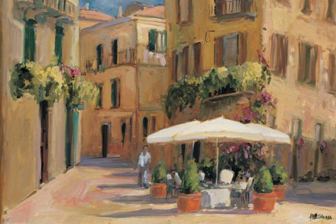 Cafe Bordeaux Black Ornate Wood Framed Art Print with Double Matting by Stevens, Allayn