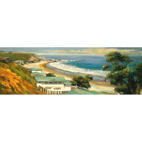 Sunlit Cove White Modern Wood Framed Art Print by Stevens, Allayn