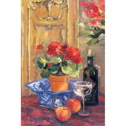 Red Flowers Black Modern Wood Framed Art Print by Stevens, Allayn