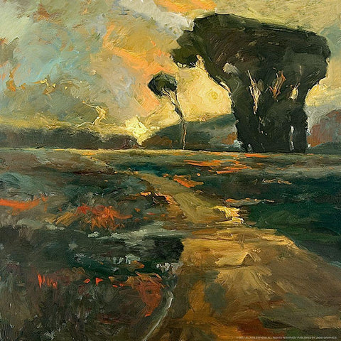 Safari Road Black Modern Wood Framed Art Print with Double Matting by Stevens, Allayn