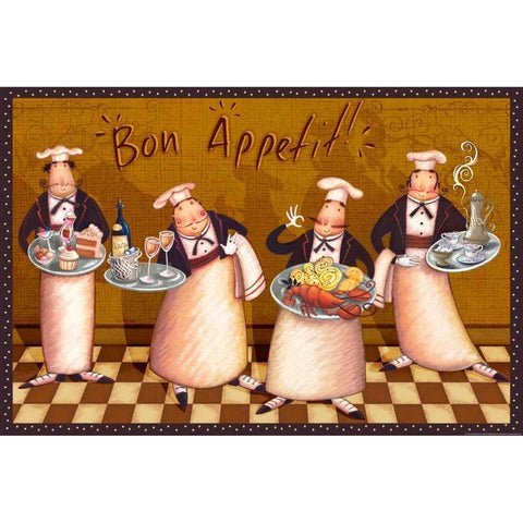 Chefs Bon Appetit White Modern Wood Framed Art Print by Eisner, Viv