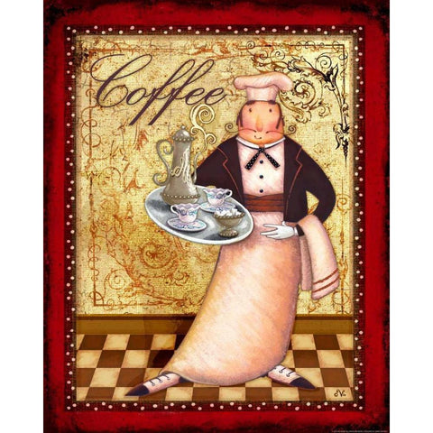 Chef 1 Coffee White Modern Wood Framed Art Print by Eisner, Viv