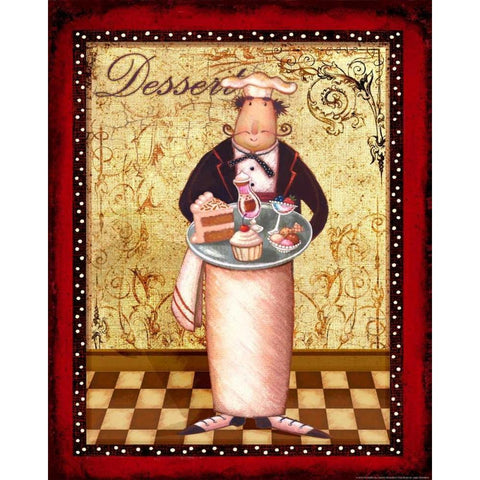 Chef 2 Dessert Gold Ornate Wood Framed Art Print with Double Matting by Eisner, Viv