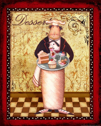 Chef 2 Dessert Black Ornate Wood Framed Art Print with Double Matting by Eisner, Viv