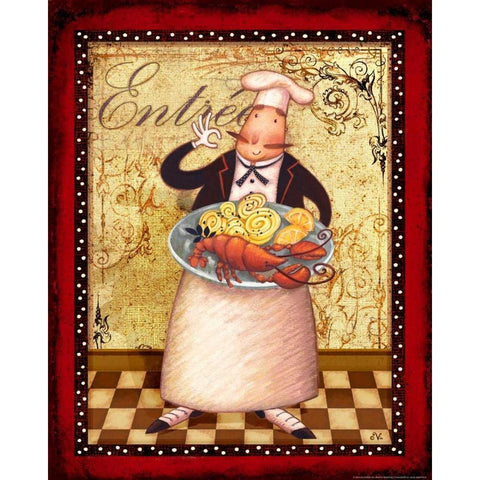 Chef 3 EntrÃ©e Black Modern Wood Framed Art Print with Double Matting by Eisner, Viv