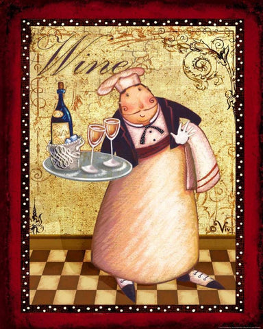 Chef 4 Wine White Modern Wood Framed Art Print with Double Matting by Eisner, Viv