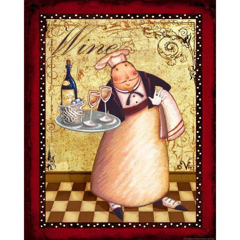 Chef 4 Wine Black Modern Wood Framed Art Print with Double Matting by Eisner, Viv