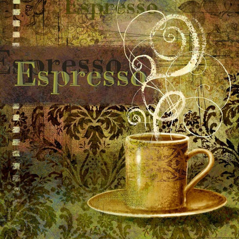 Coffee 3 Espresso Gold Ornate Wood Framed Art Print with Double Matting by Eisner, Viv