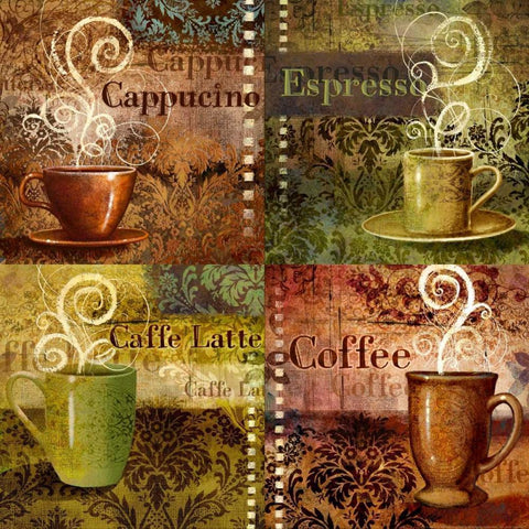 Coffee 5 Four Coffees Black Modern Wood Framed Art Print by Eisner, Viv