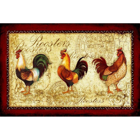 Rooster Trio Black Modern Wood Framed Art Print with Double Matting by Eisner, Viv