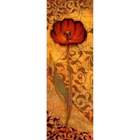 Red Tulip One Gold Ornate Wood Framed Art Print with Double Matting by Eisner, Viv