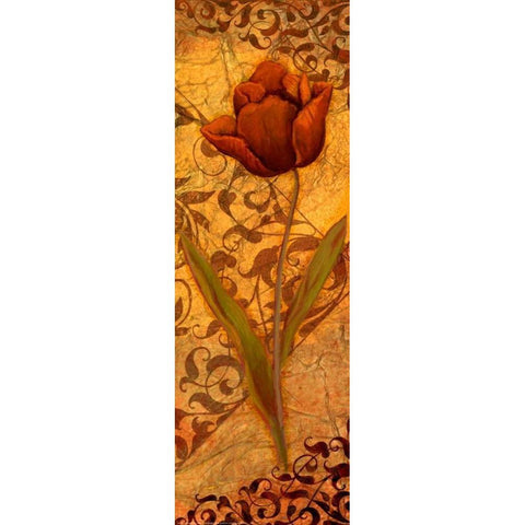 Red Tulip Two Black Modern Wood Framed Art Print with Double Matting by Eisner, Viv