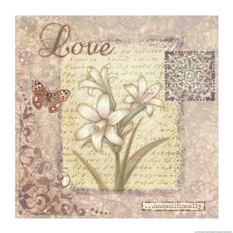 Word 1 Love Black Ornate Wood Framed Art Print with Double Matting by Eisner, Viv