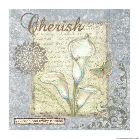 Word 2 Cherish White Modern Wood Framed Art Print by Eisner, Viv