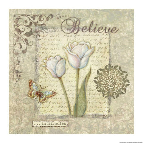 Word 3 Believe White Modern Wood Framed Art Print with Double Matting by Eisner, Viv