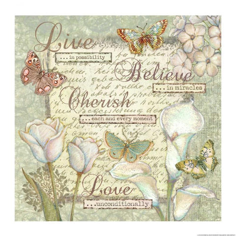 Word 5 Sentiments Gold Ornate Wood Framed Art Print with Double Matting by Eisner, Viv