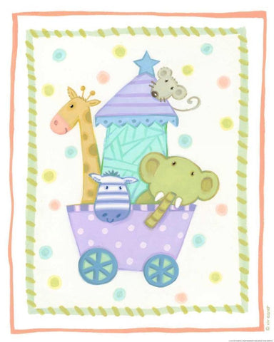 Animal Cart White Modern Wood Framed Art Print with Double Matting by Eisner, Viv