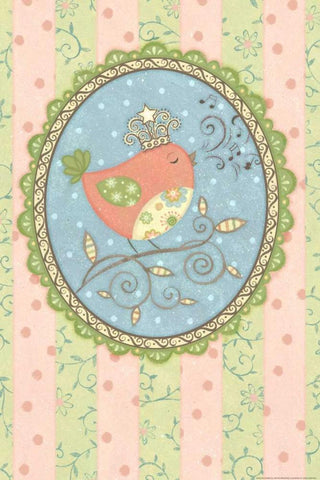 Tweeting Bird White Modern Wood Framed Art Print with Double Matting by Eisner, Viv