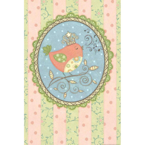 Tweeting Bird White Modern Wood Framed Art Print by Eisner, Viv