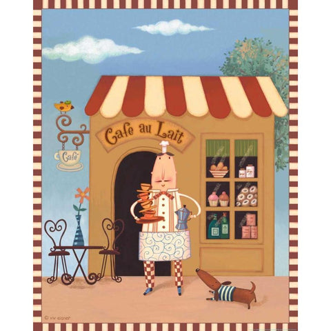 Chef 6 Cafe Au Lait Black Modern Wood Framed Art Print with Double Matting by Eisner, Viv