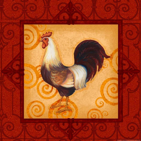 Rooster 2 Black Modern Wood Framed Art Print with Double Matting by Eisner, Viv