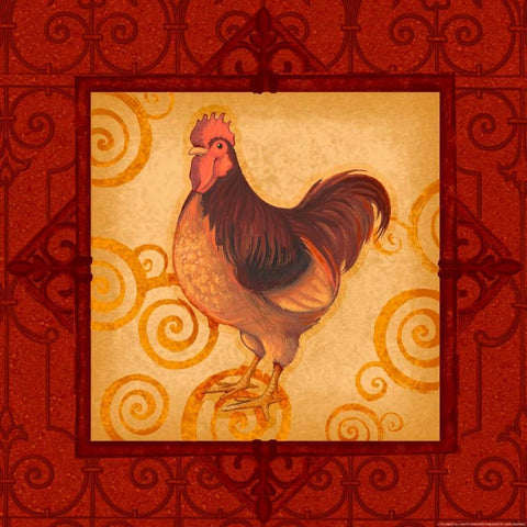 Rooster 3 White Modern Wood Framed Art Print with Double Matting by Eisner, Viv