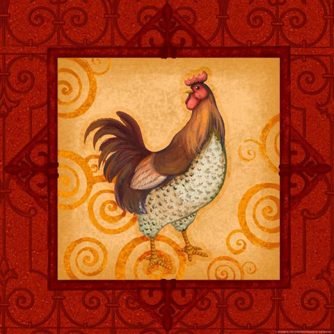 Rooster 4 White Modern Wood Framed Art Print by Eisner, Viv