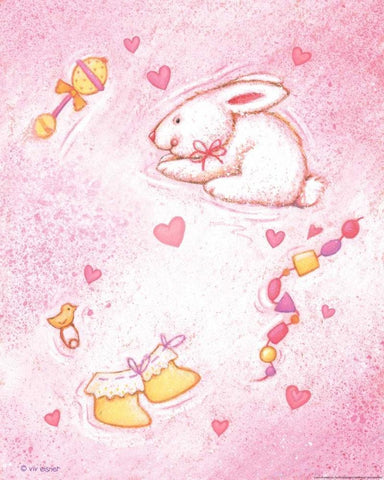 Nursery 1 Bunny White Modern Wood Framed Art Print with Double Matting by Eisner, Viv