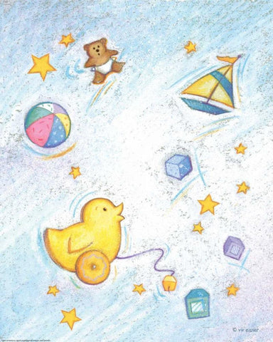 Nursery 2 Chick Black Ornate Wood Framed Art Print with Double Matting by Eisner, Viv