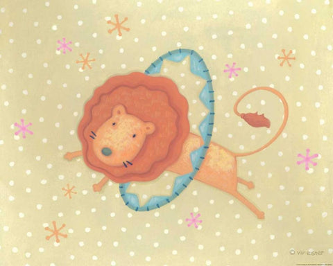 Circus 1 Lion White Modern Wood Framed Art Print with Double Matting by Eisner, Viv