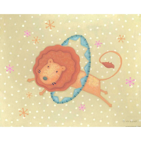 Circus 1 Lion White Modern Wood Framed Art Print by Eisner, Viv