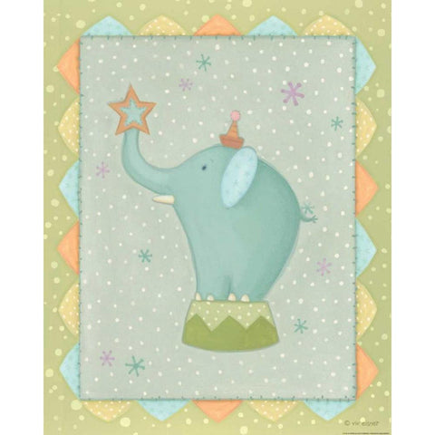 Circus 2 Elephant White Modern Wood Framed Art Print by Eisner, Viv