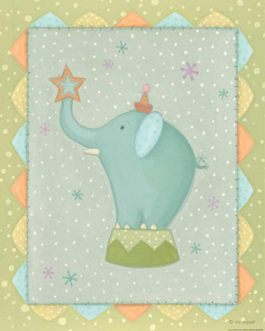 Circus 2 Elephant White Modern Wood Framed Art Print with Double Matting by Eisner, Viv