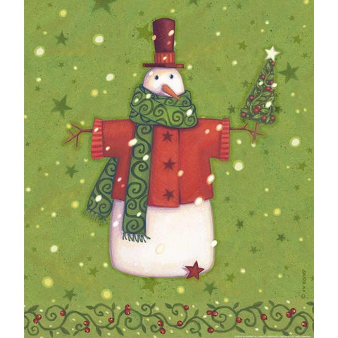 Green Snowman White Modern Wood Framed Art Print by Eisner, Viv