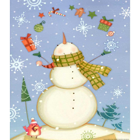 Snowman 1 Nb White Modern Wood Framed Art Print by Eisner, Viv